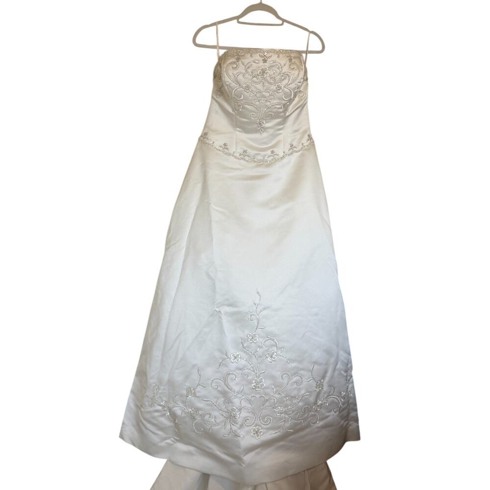 Wedding Dress Women‎ 12 Bride Ivory Satin Beaded Fairytale Sparkle Floral Event